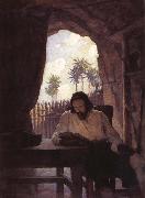 NC Wyeth And in the morning i took the bible and beginning at the new testament i began seriously to read it oil